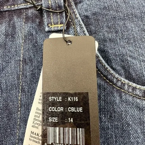 Makaveli Boys Blue Denim Patterned 14 Tupac 90s Y2K Jeans NWT 2Pac - Picture 3 of 8